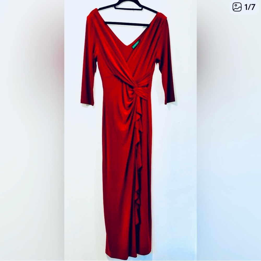 Vintage Lauren Ralph Lauren Evening- Red fitted maxi elegant gown.Size 8P